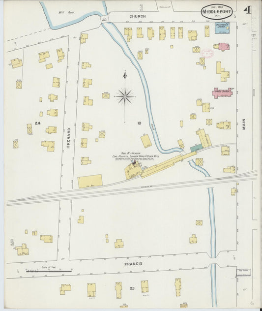 Sanborn Fire Insurance Map from Middleport, Niagara County, New York (1894), Sheet #0004 - Historic Sanborn Fire Insurance Map Print, vintage old map wall art, antique decor, genealogy gift, New York New York map