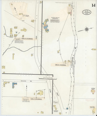 Sanborn Fire Insurance Map from Lenox, Berkshire County, Massachusetts (1939), Sheet #0014 - Complete Map Set gallery image, historic Sanborn map, vintage wall art, Massachusetts Massachusetts