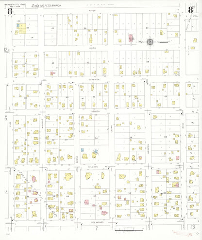Sanborn Fire Insurance Map from Webster City, Hamilton County, Iowa (1938), Sheet #0008 - Historic Sanborn Fire Insurance Map Print