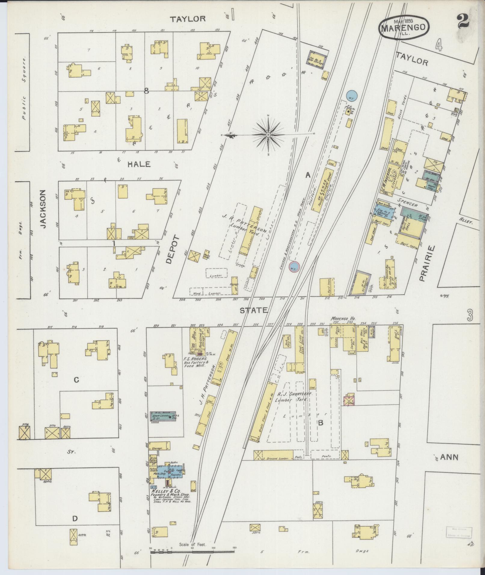 Sanborn Fire Insurance Map from Marengo, McHenry County, Illinois (1893), Sheet #0002 - Complete Map Set gallery image, historic Sanborn map, vintage wall art, Illinois Illinois