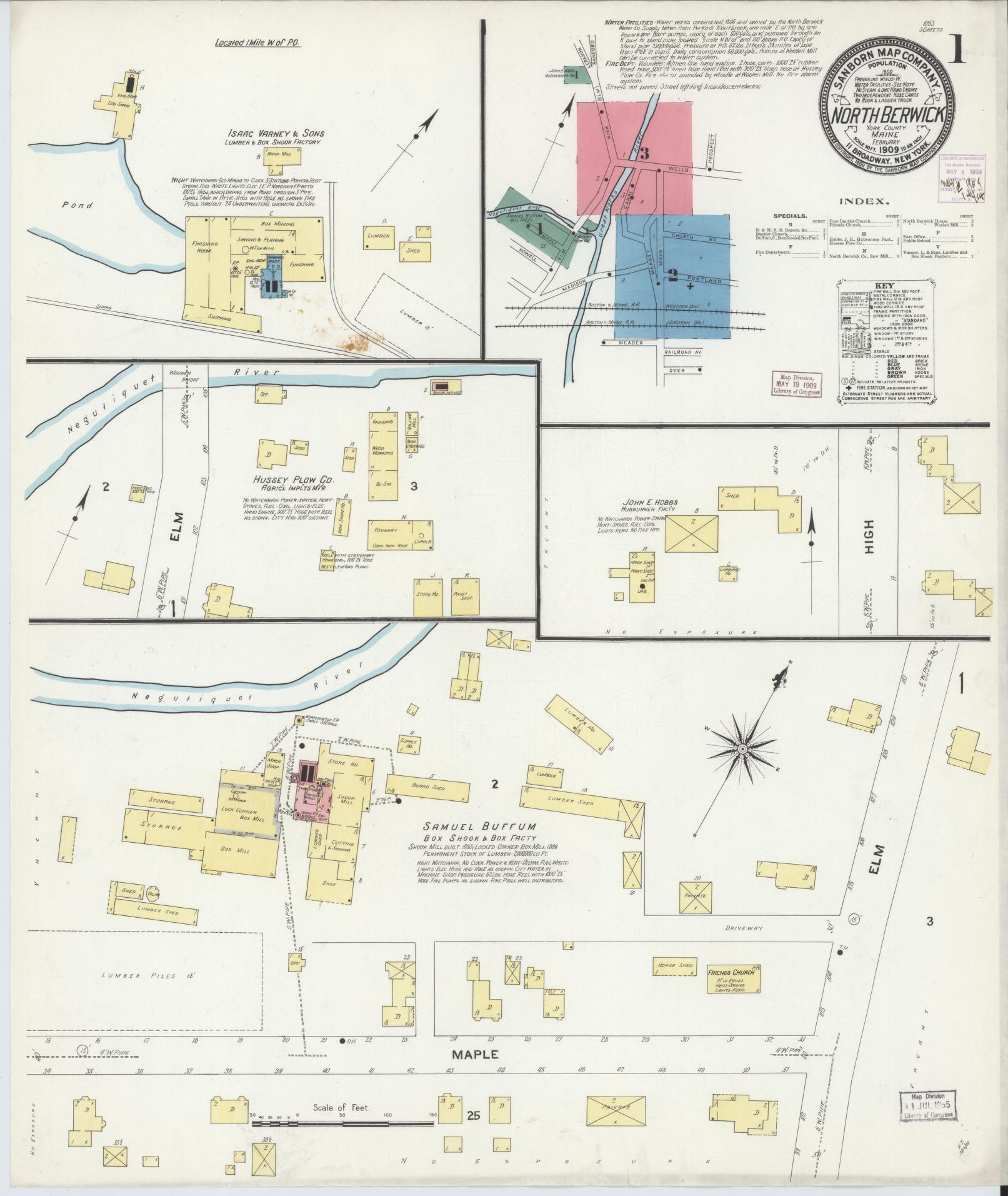 Sanborn Fire Insurance Map from North Berwick, York County, Maine. (1909) – Historic Sanborn Fire Insurance Map Print
