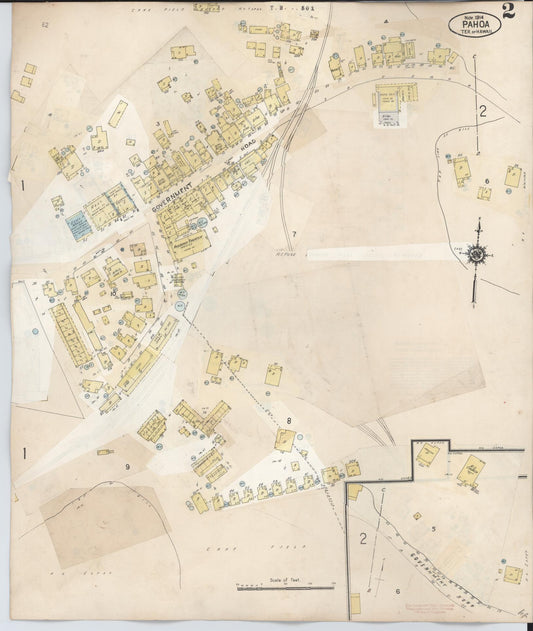Sanborn Fire Insurance Map from Pahoa, Hawaii County, Hawaii (1956), Sheet #0002 - Historic Sanborn Fire Insurance Map Print, vintage old map wall art, antique decor, genealogy gift, Pahoa Hawaii map