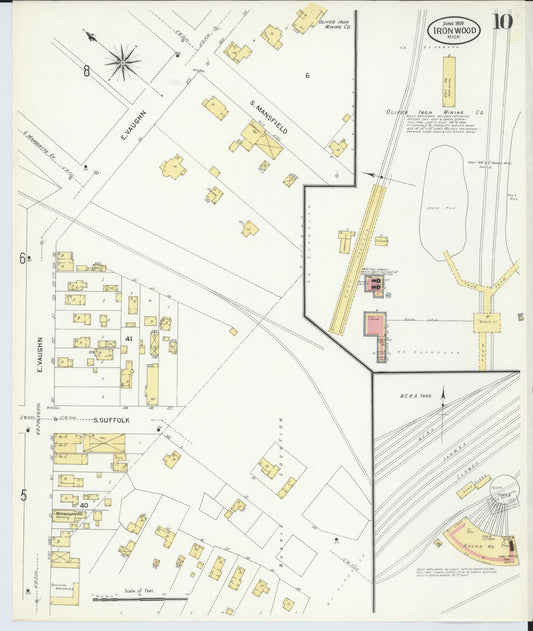 Sanborn Fire Insurance Map from Ironwood, Gogebic County, Michigan (1908), Sheet #0010 - Historic Sanborn Fire Insurance Map Print, vintage old map wall art, antique decor, genealogy gift, Michigan Michigan map