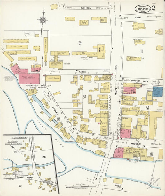 Sanborn Fire Insurance Map from Lancaster, Coos County, New Hampshire (1921), Sheet #0002 - Historic Sanborn Fire Insurance Map Print, vintage old map wall art, antique decor, genealogy gift, New Hampshire New Hampshire map