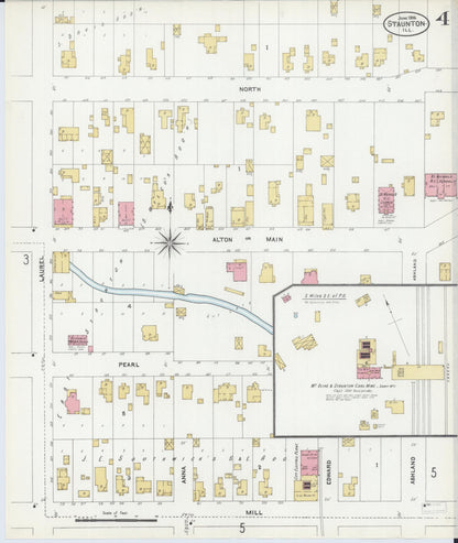 Sanborn Fire Insurance Map from Staunton, Macoupin County, Illinois (1906), Sheet #0004 - Complete Map Set gallery image, historic Sanborn map, vintage wall art, Illinois Illinois
