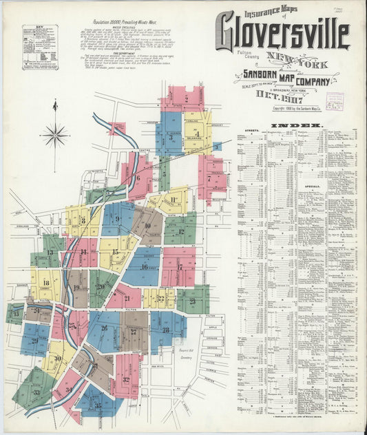 Sanborn Fire Insurance Map from Gloversville, Fulton County, New York. (1907) – Historic Sanborn Fire Insurance Map Print