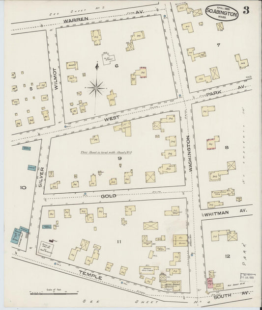 Sanborn Fire Insurance Map from South Abington, Plymouth County, Massachusetts (1885), Sheet #0003 - Historic Sanborn Fire Insurance Map Print, vintage old map wall art, antique decor, genealogy gift, Massachusetts Massachusetts map