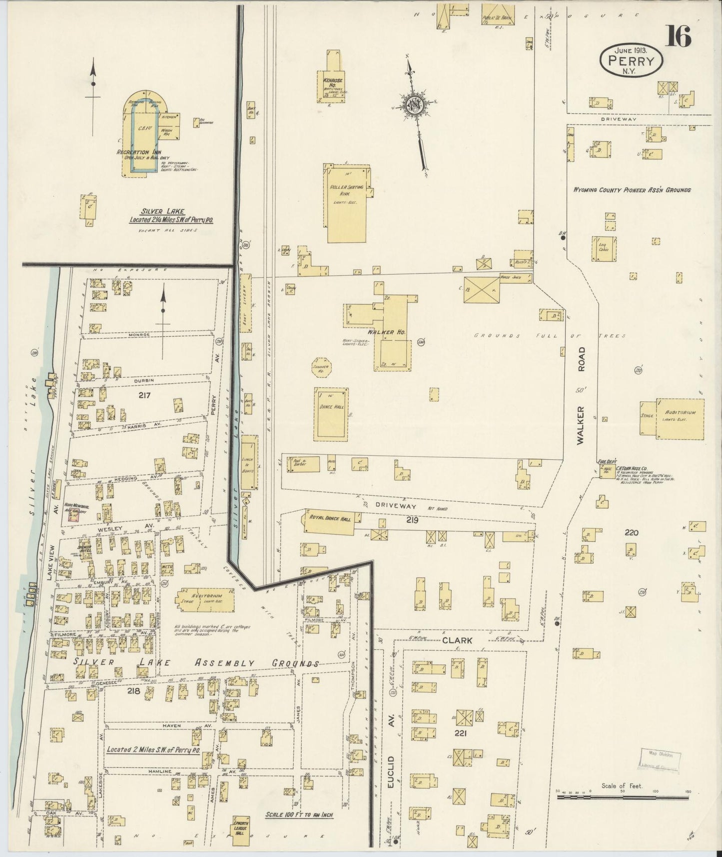 Sanborn Fire Insurance Map from Perry, Wyoming County, New York (1913), Sheet #0016 - Complete Map Set gallery image, historic Sanborn map, vintage wall art, New York New York