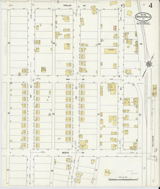 Sanborn Fire Insurance Map from Beaverdale, Cambria County, Pennsylvania (1911), Sheet #0004 - Historic Sanborn Fire Insurance Map Print, vintage old map wall art, antique decor, genealogy gift, Pennsylvania Pennsylvania map