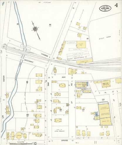 Sanborn Fire Insurance Map from Ashland, Jackson County, Oregon (1911), Sheet #0004 - Complete Map Set gallery image, historic Sanborn map, vintage wall art, Oregon Oregon