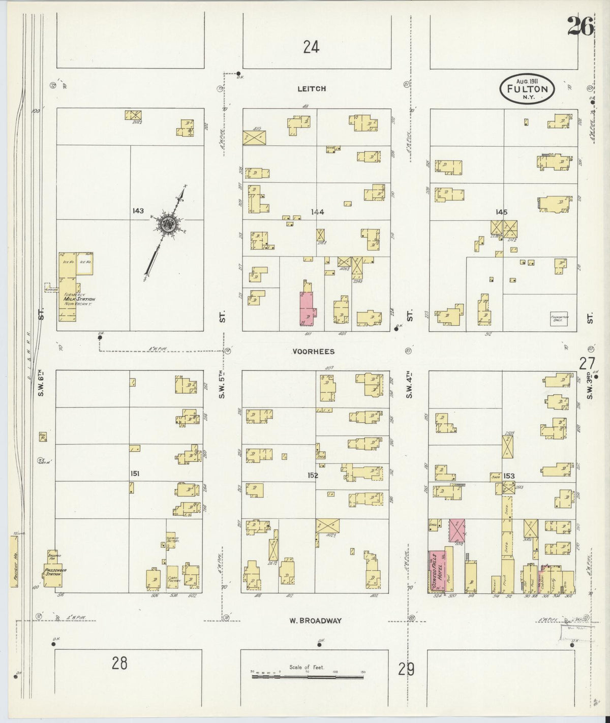 Sanborn Fire Insurance Map from Fulton, Oswego County, New York (1911), Sheet #0026 - Complete Map Set gallery image, historic Sanborn map, vintage wall art, New York New York