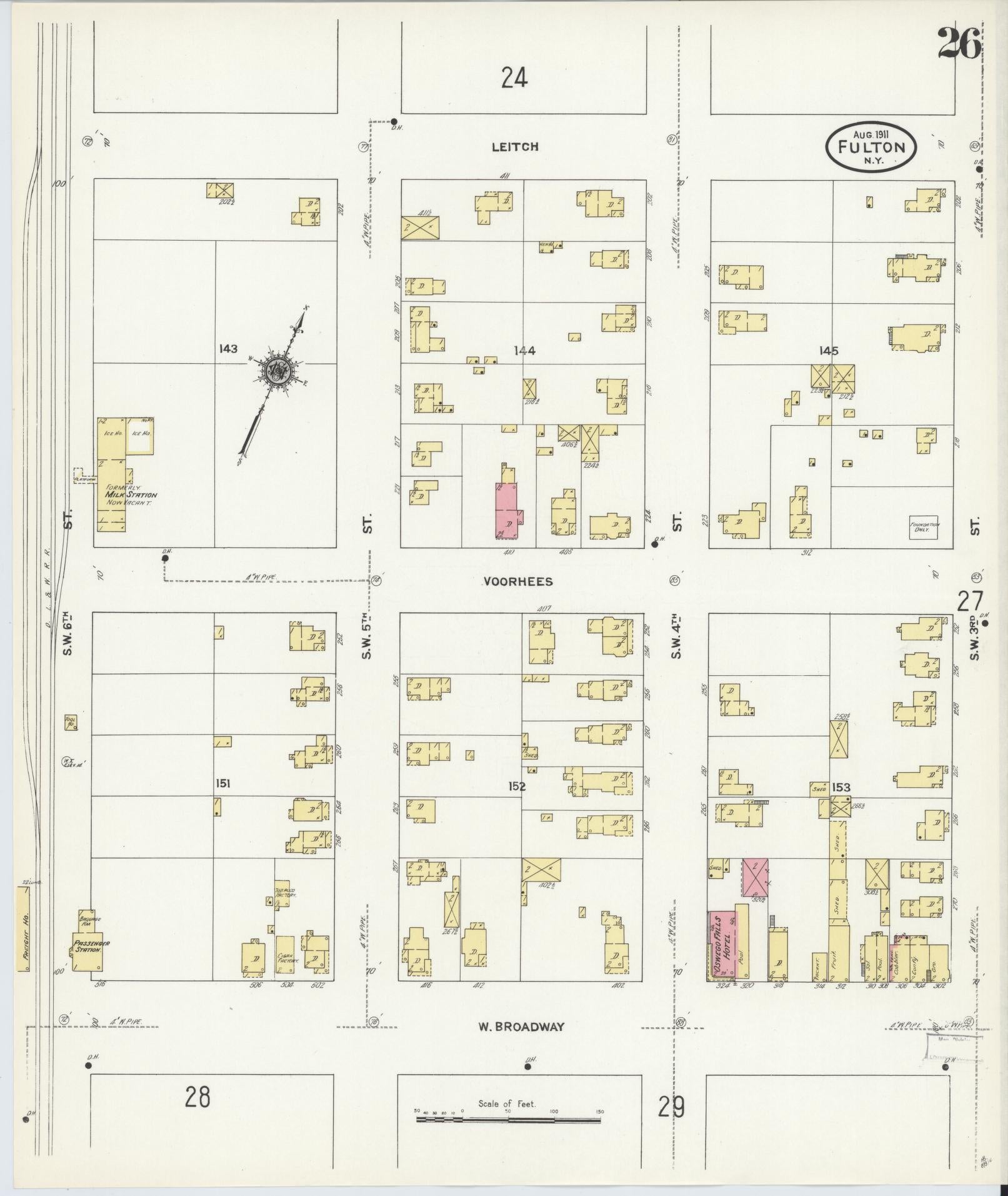 Sanborn Fire Insurance Map from Fulton, Oswego County, New York (1911), Sheet #0026 - Complete Map Set gallery image, historic Sanborn map, vintage wall art, New York New York