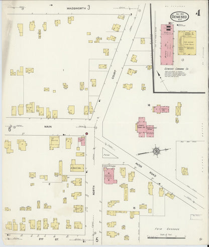 Sanborn Fire Insurance Map from Geneseo, Livingston County, New York (1913), Sheet #0004 - Complete Map Set gallery image, historic Sanborn map, vintage wall art, New York New York
