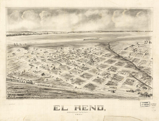 El Reno, Oklahoma Territory 1891. (1891) – Historic Bird’s-Eye View Panorama Print