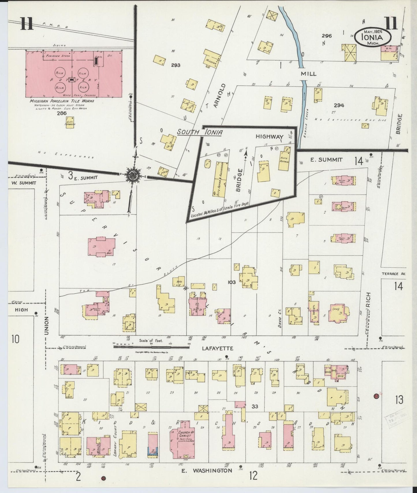 Sanborn Fire Insurance Map from Ionia, Ionia County, Michigan (1924), Sheet #0011 - Complete Map Set gallery image, historic Sanborn map, vintage wall art, Michigan Michigan