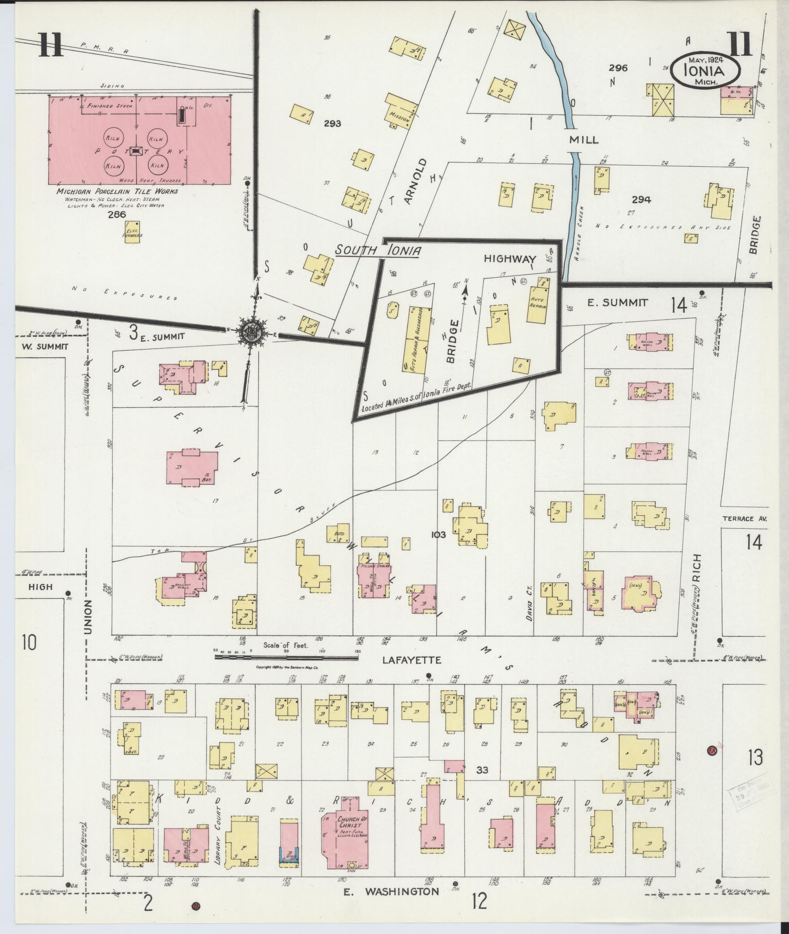 Sanborn Fire Insurance Map from Ionia, Ionia County, Michigan (1924), Sheet #0011 - Complete Map Set gallery image, historic Sanborn map, vintage wall art, Michigan Michigan