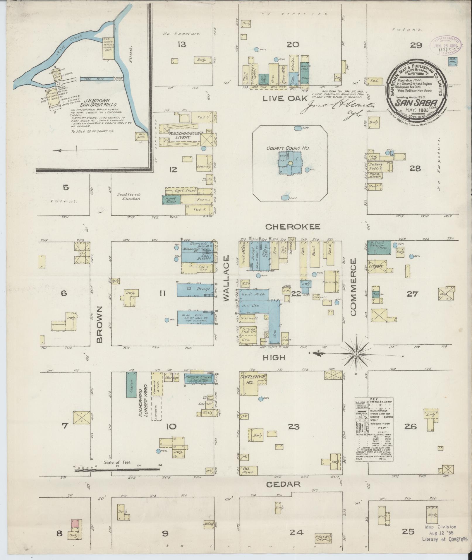 Sanborn Fire Insurance Map from San Saba, San Saba County, Texas. (1885) – Historic Sanborn Fire Insurance Map Print