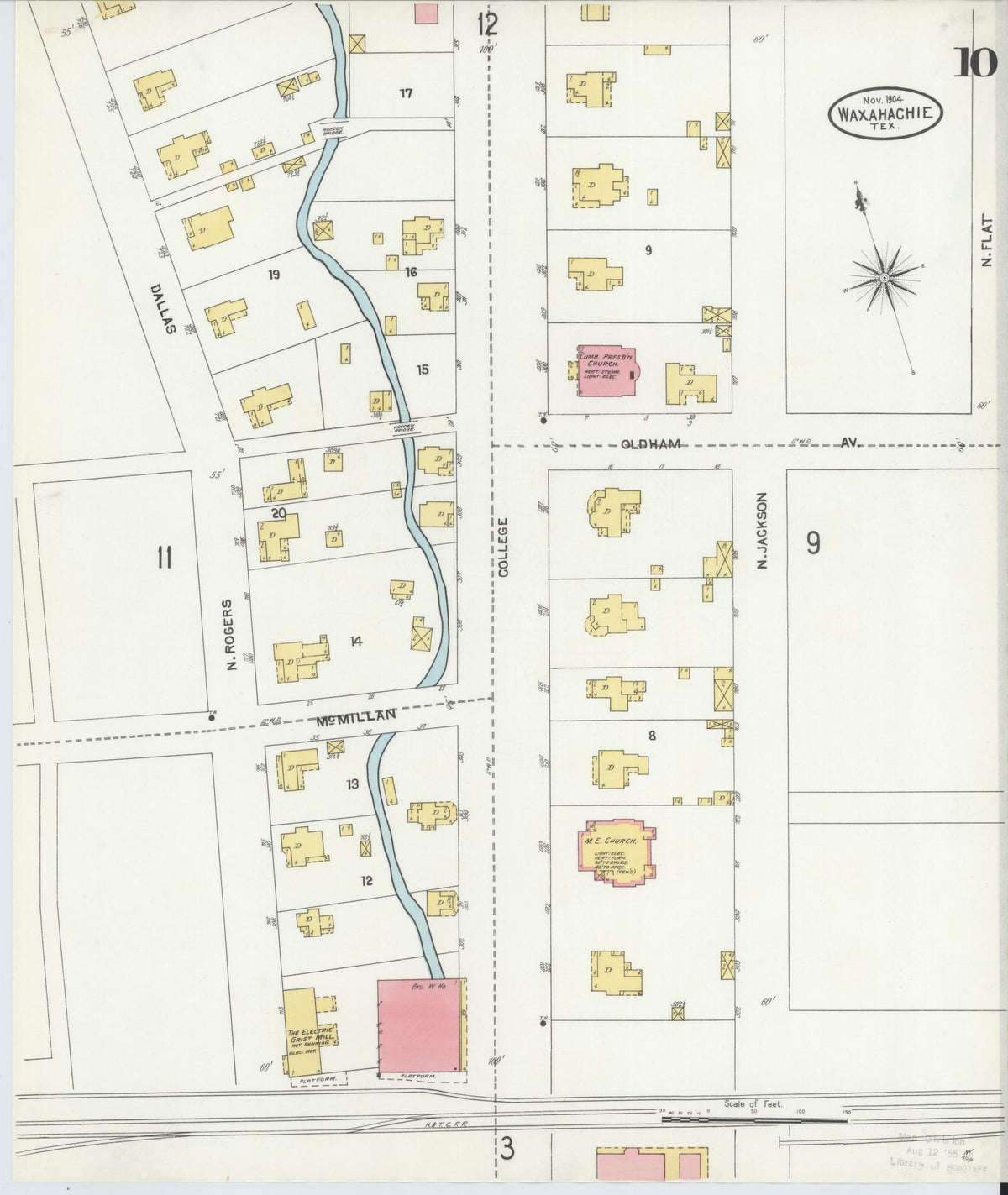 Sanborn Fire Insurance Map from Waxahachie, Ellis County, Texas (1904), Sheet #0010 - Complete Map Set gallery image, historic Sanborn map, vintage wall art, Texas Texas