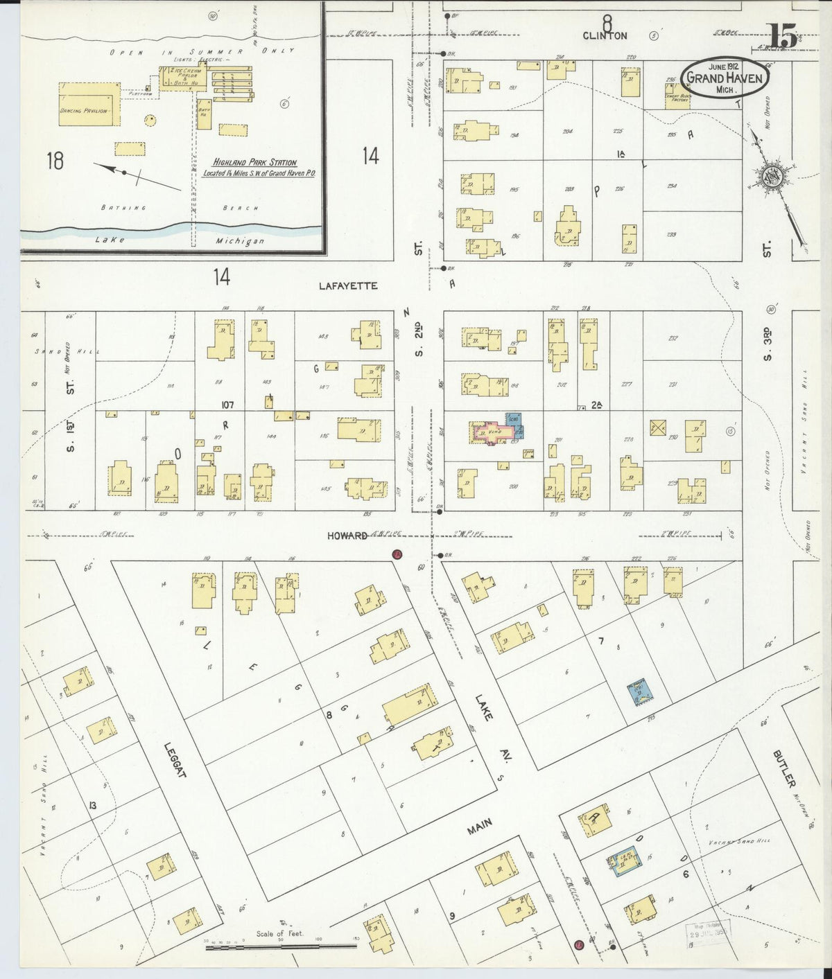 Sanborn Fire Insurance Map from Grand Haven, Ottawa County, Michigan (1912), Sheet #0015 - Complete Map Set gallery image, historic Sanborn map, vintage wall art, Michigan Michigan