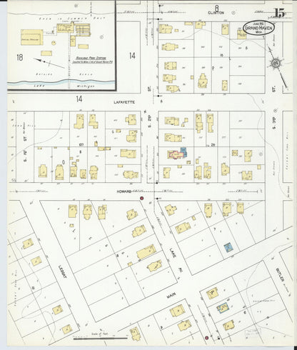 Sanborn Fire Insurance Map from Grand Haven, Ottawa County, Michigan (1912), Sheet #0015 - Complete Map Set gallery image, historic Sanborn map, vintage wall art, Michigan Michigan