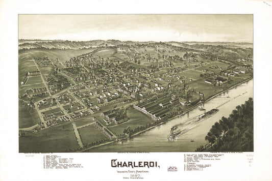 Charleroi, Washington County, Pennsylvania 1897. (1897) – Historic Bird’s-Eye View Panorama Print