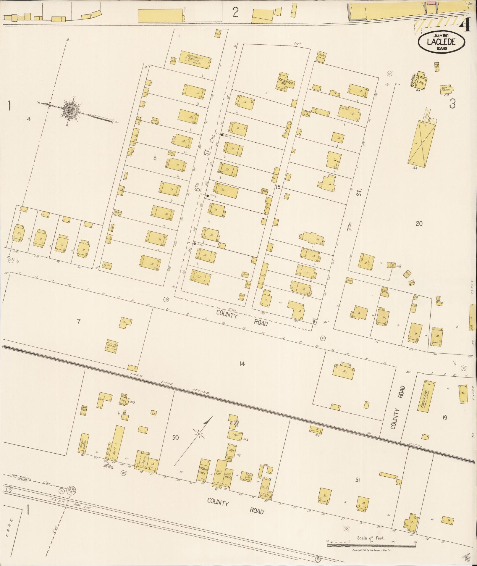 Sanborn Fire Insurance Map from Laclede, Bonner County, Idaho (1921), Sheet #0004 - Complete Map Set gallery image, historic Sanborn map, vintage wall art, Idaho Idaho