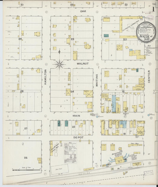 Sanborn Fire Insurance Map from Beattie, Marshall County, Kansas (1893), Sheet #0001 - Historic Sanborn Fire Insurance Map Print, vintage old map wall art, antique decor, genealogy gift, Kansas Kansas map