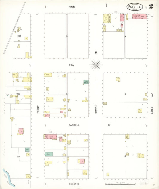 Sanborn Fire Insurance Map from Payette, Payette County, Idaho (1900), Sheet #0002 - Historic Sanborn Fire Insurance Map Print, vintage old map wall art, antique decor, genealogy gift, Idaho Idaho map