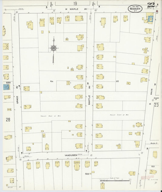 Sanborn Fire Insurance Map from Newark, Wayne County, New York (1912), Sheet #0022 - Historic Sanborn Fire Insurance Map Print, vintage old map wall art, antique decor, genealogy gift, New York New York map