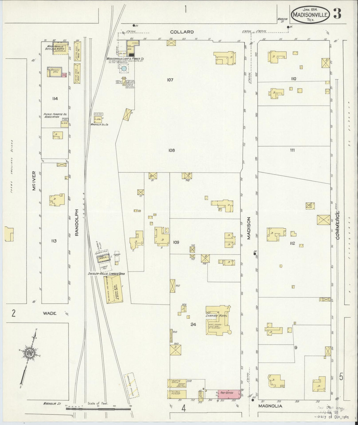Sanborn Fire Insurance Map from Madisonville, Madison County, Texas (1914), Sheet #0003 - Complete Map Set gallery image, historic Sanborn map, vintage wall art, Texas Texas