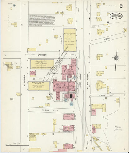 Sanborn Fire Insurance Map from Reidsville, Rockingham County, North Carolina (1914), Sheet #0002 - Historic Sanborn Fire Insurance Map Print, vintage old map wall art, antique decor, genealogy gift, North Carolina North Carolina map