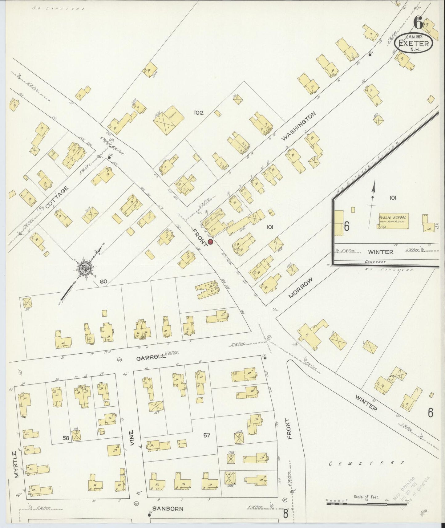 Sanborn Fire Insurance Map from Exeter, Rockingham County, New Hampshire (1913), Sheet #0006 - Complete Map Set gallery image, historic Sanborn map, vintage wall art, New Hampshire New Hampshire