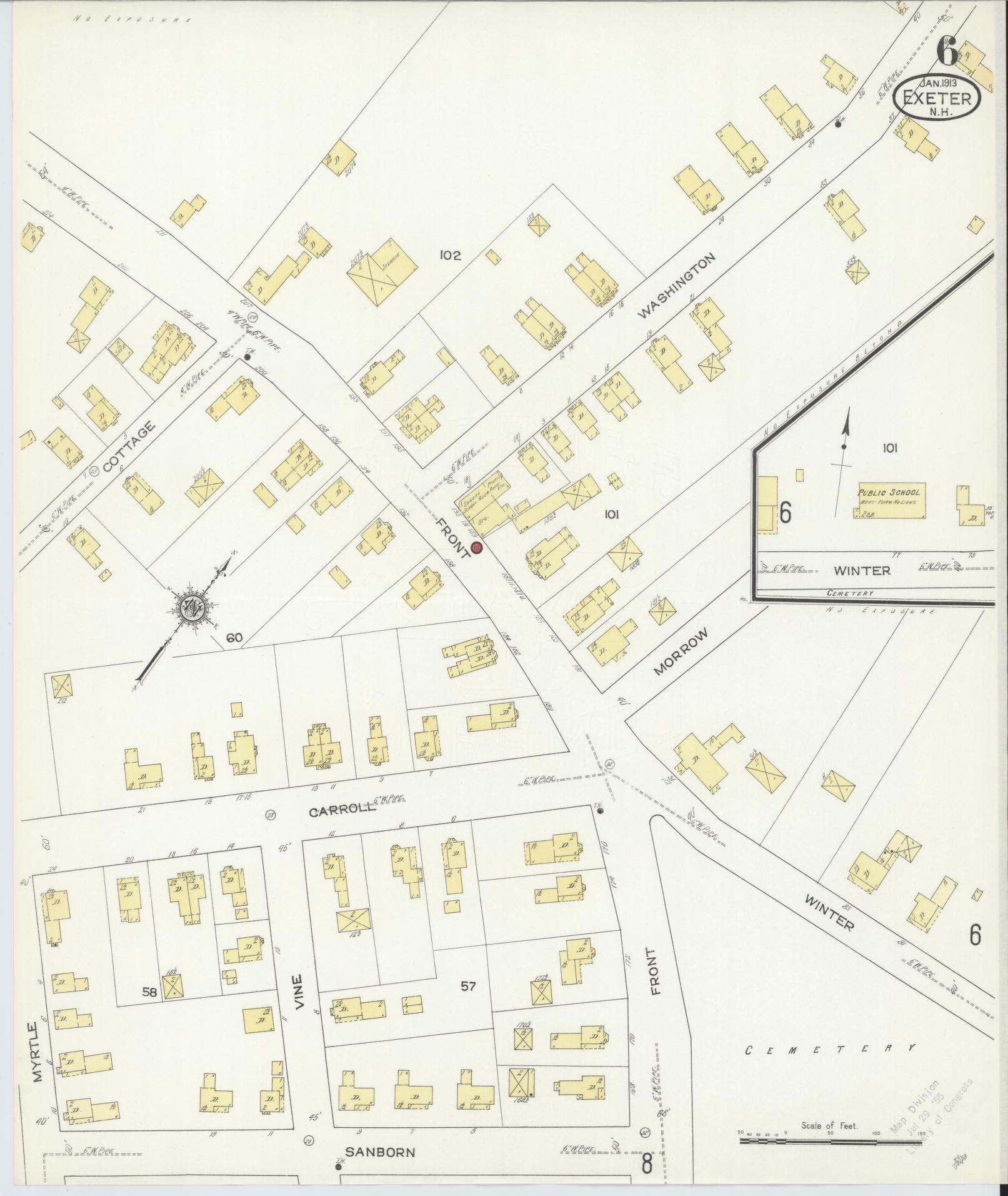 Sanborn Fire Insurance Map from Exeter, Rockingham County, New Hampshire (1913), Sheet #0006 - Complete Map Set gallery image, historic Sanborn map, vintage wall art, New Hampshire New Hampshire