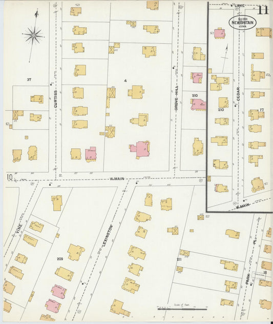 Sanborn Fire Insurance Map from New Britain, Hartford County, Connecticut (1901), Sheet #0011 - Historic Sanborn Fire Insurance Map Print, vintage old map wall art, antique decor, genealogy gift, Connecticut Connecticut map