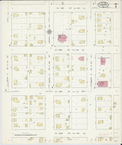 Sanborn Fire Insurance Map from Auburn, Nemaha County, Nebraska (1913), Sheet #0007 - Complete Map Set gallery image, historic Sanborn map, vintage wall art, Nebraska Nebraska