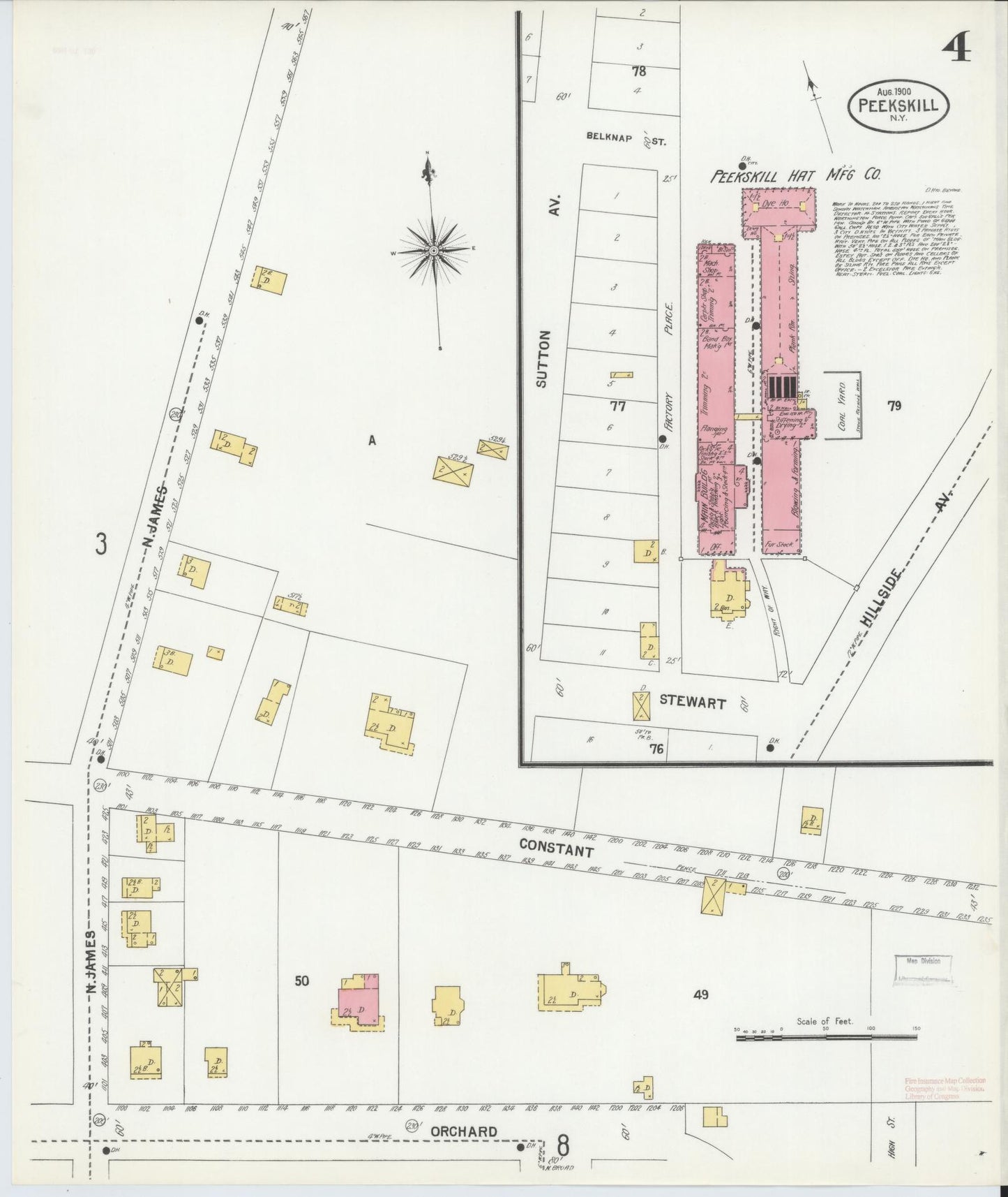 Sanborn Fire Insurance Map from Peekskill, Westchester County, New York (1900), Sheet #0004 - Complete Map Set gallery image, historic Sanborn map, vintage wall art, New York New York