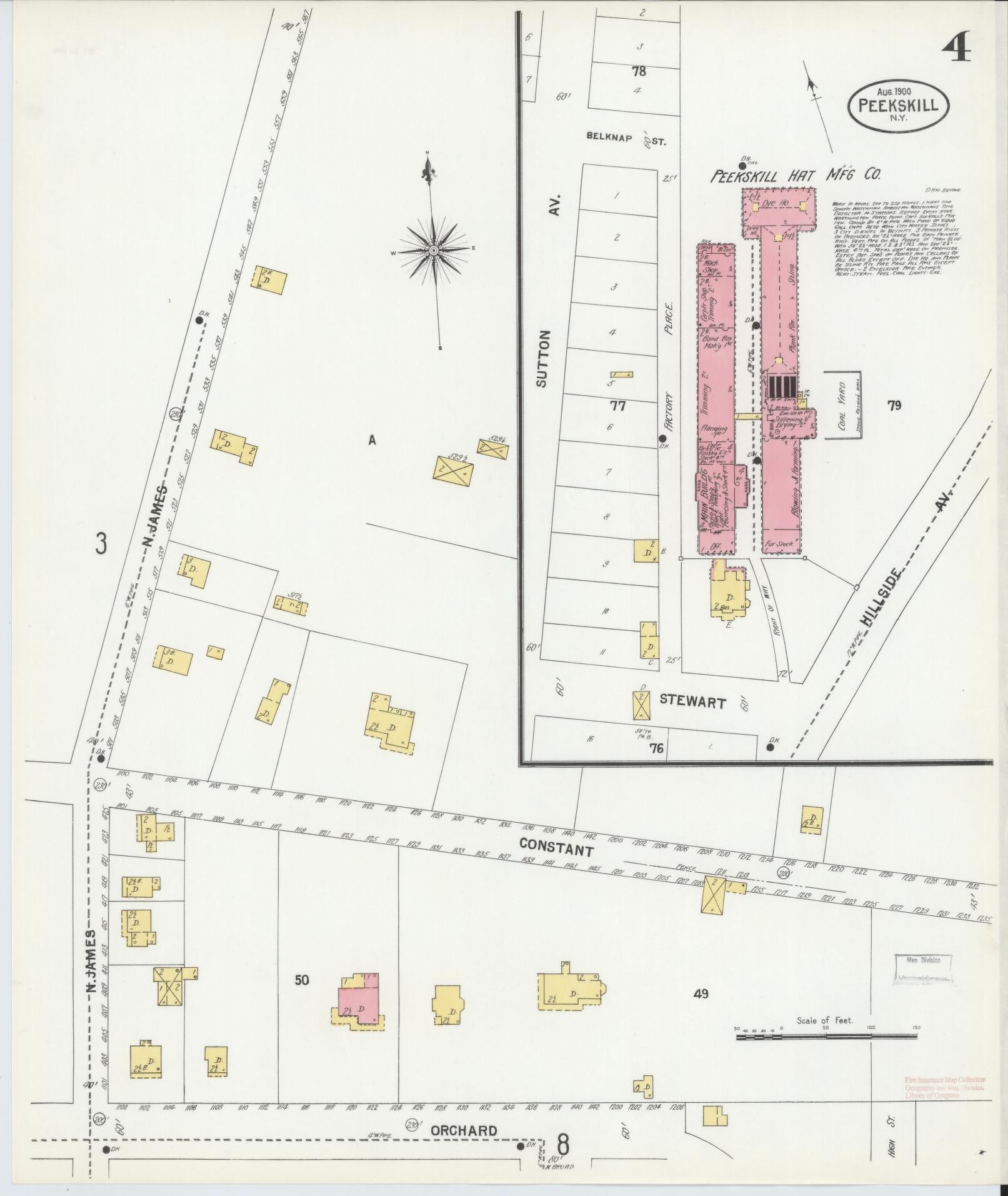 Sanborn Fire Insurance Map from Peekskill, Westchester County, New York (1900), Sheet #0004 - Complete Map Set gallery image, historic Sanborn map, vintage wall art, New York New York