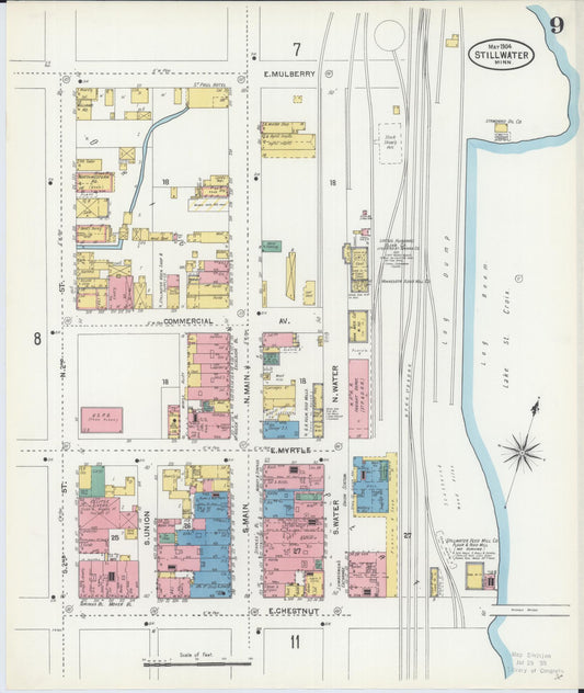 Sanborn Fire Insurance Map from Stillwater, Washington County, Minnesota (1904), Sheet #0009 - Historic Sanborn Fire Insurance Map Print, vintage old map wall art, antique decor, genealogy gift, Minnesota Minnesota map