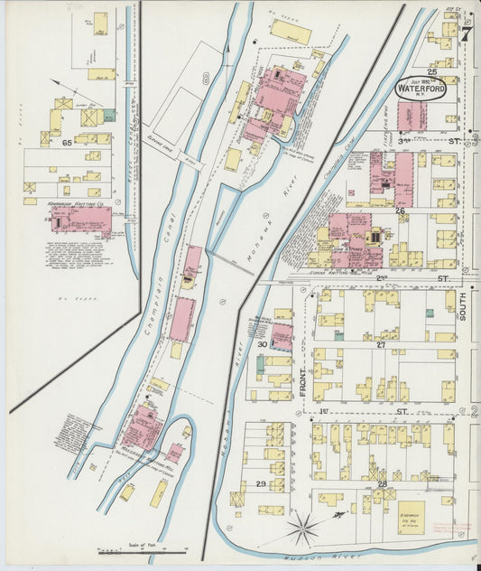 Sanborn Fire Insurance Map from Waterford, Saratoga County, New York (1892), Sheet #0007 - Historic Sanborn Fire Insurance Map Print, vintage old map wall art, antique decor, genealogy gift, New York New York map