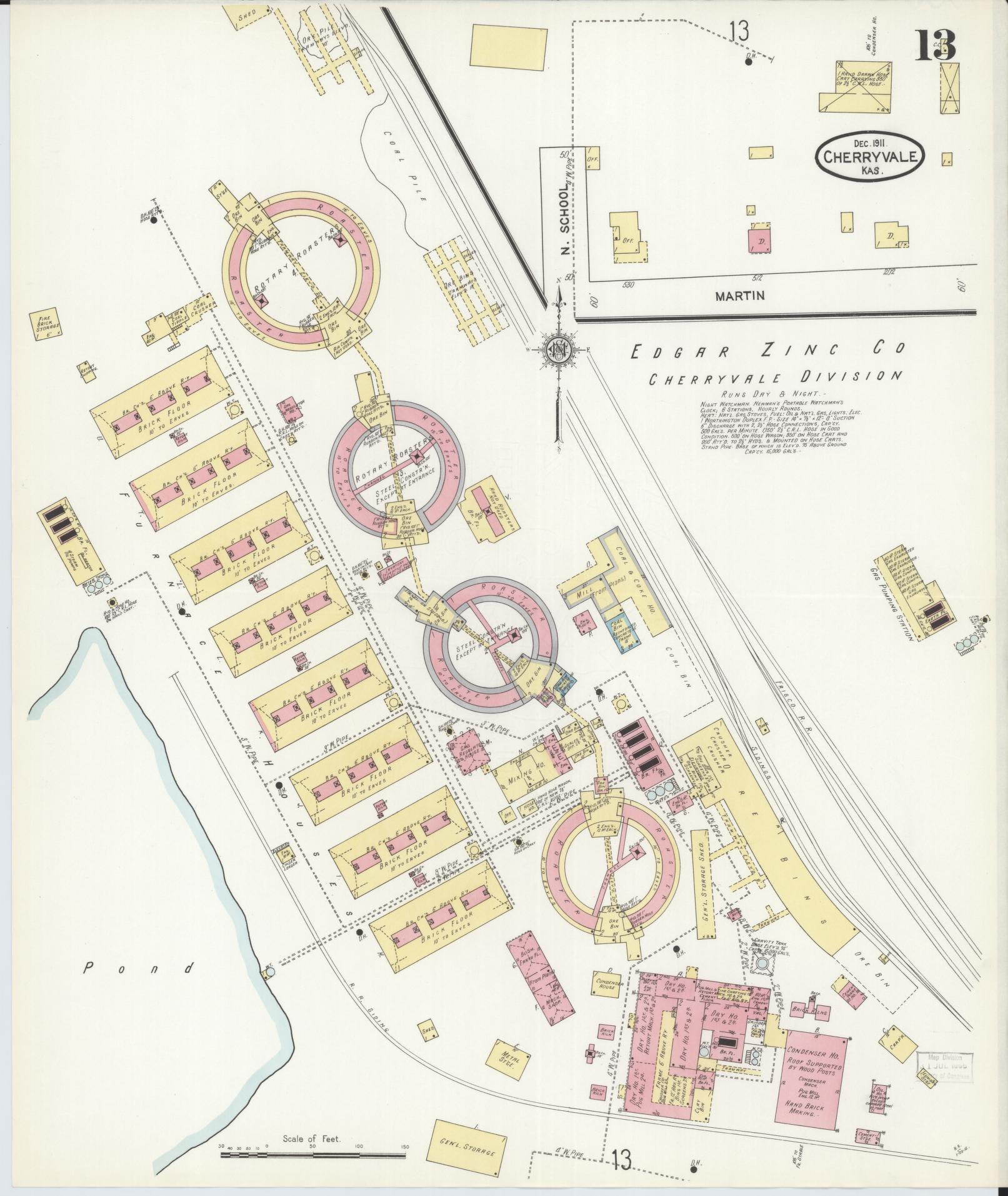 Sanborn Fire Insurance Map from Cherryvale, Montgomery County, Kansas (1911), Sheet #0013 - Complete Map Set gallery image, historic Sanborn map, vintage wall art, Kansas Kansas