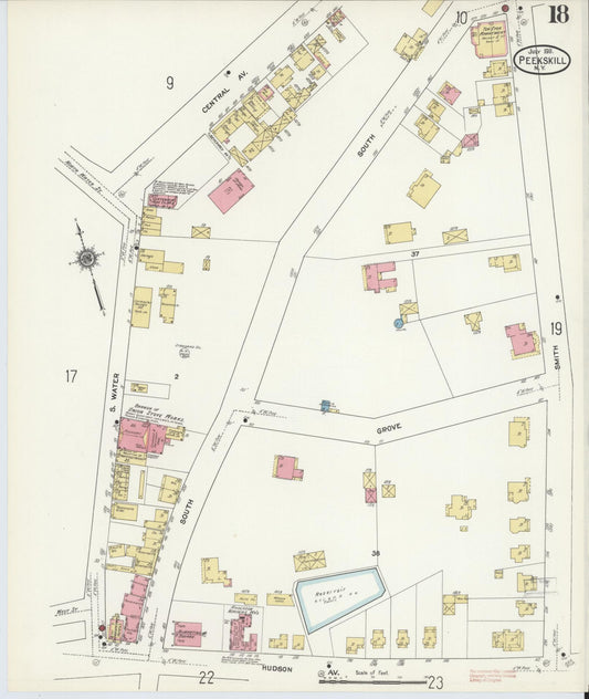 Sanborn Fire Insurance Map from Peekskill, Westchester County, New York (1911), Sheet #0018 - Historic Sanborn Fire Insurance Map Print, vintage old map wall art, antique decor, genealogy gift, New York New York map