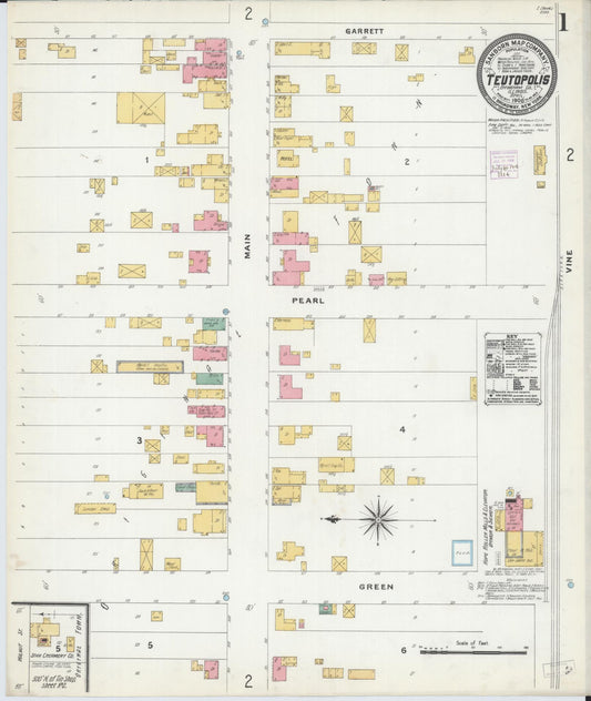 Sanborn Fire Insurance Map from Teutopolis, Effingham County, Illinois (1906), Sheet #0001 - Complete Map Set gallery image, historic Sanborn map, vintage wall art, Illinois Illinois