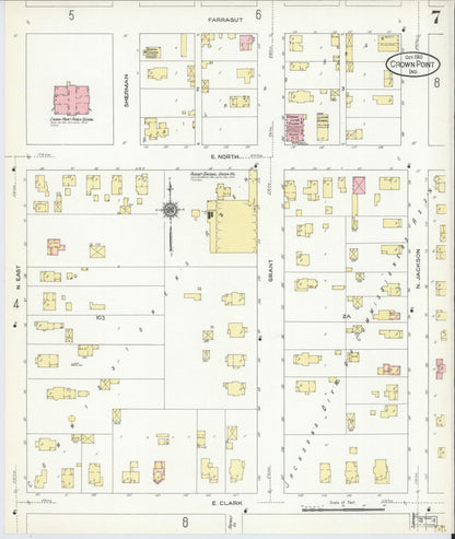Sanborn Fire Insurance Map from Crown Point, Lake County, Indiana (1910), Sheet #0007 - Complete Map Set gallery image, historic Sanborn map, vintage wall art, Indiana Indiana