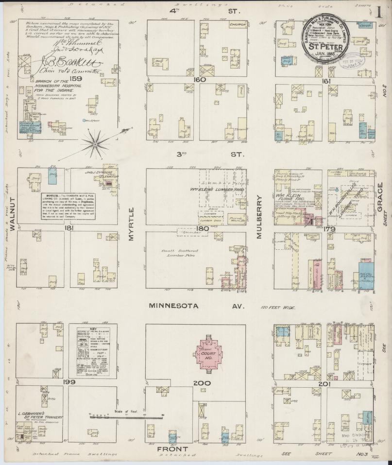 Sanborn Fire Insurance Map from Saint Peter, Nicollet County, Minnesota. (1885) – Map View
