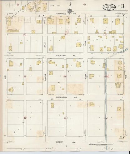 Sanborn Fire Insurance Map from Sallisaw, Sequoyah County, Oklahoma (1933), Sheet #0003 - Complete Map Set gallery image, historic Sanborn map, vintage wall art, Oklahoma Oklahoma