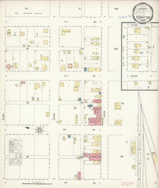 Sanborn Fire Insurance Map from Forsyth, Rosebud County, Montana (1897), Sheet #0001 - Historic Sanborn Fire Insurance Map Print, vintage old map wall art, antique decor, genealogy gift, Montana Montana map