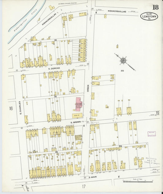 Sanborn Fire Insurance Map from Lewistown, Mifflin County, Pennsylvania (1910), Sheet #0018 - Historic Sanborn Fire Insurance Map Print, vintage old map wall art, antique decor, genealogy gift, Pennsylvania Pennsylvania map