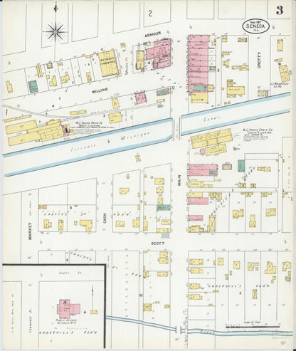Sanborn Fire Insurance Map from Seneca, La Salle County, Illinois (1907), Sheet #0003 - Historic Sanborn Fire Insurance Map Print, vintage old map wall art, antique decor, genealogy gift, Illinois Illinois map