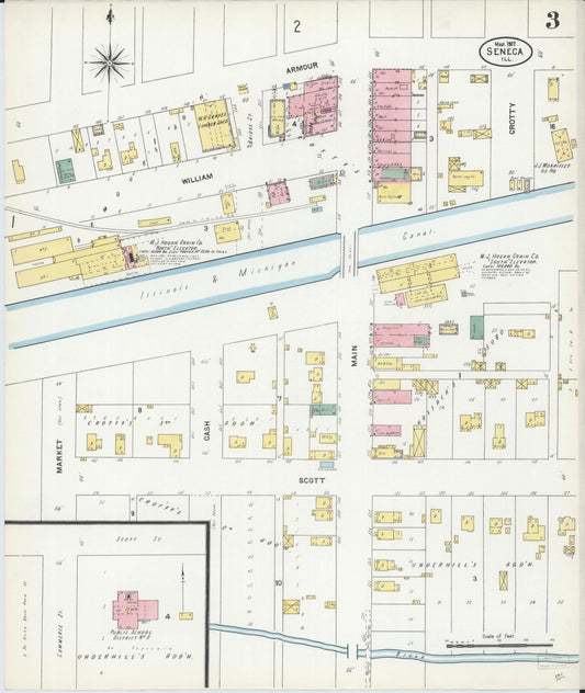 Sanborn Fire Insurance Map from Seneca, La Salle County, Illinois (1907), Sheet #0003 - Historic Sanborn Fire Insurance Map Print, vintage old map wall art, antique decor, genealogy gift, Illinois Illinois map