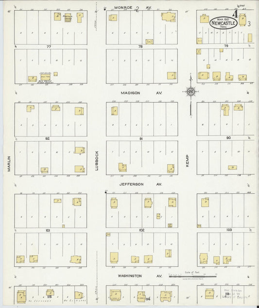 Sanborn Fire Insurance Map from Newcastle, Young County, Texas (1921), Sheet #0004 - Historic Sanborn Fire Insurance Map Print, vintage old map wall art, antique decor, genealogy gift, Texas Texas map